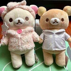 NWT San-X Pajama PJ Party Collection: Rilakkuma & Korilakkuma Duo Set 16” Plush